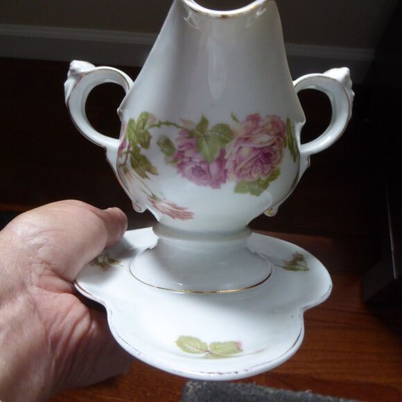 VTG Circa 1920s Rosenthal Empire Gravy Bowl W/ Woman Face Handles & Underplate - Picture 5 of 16